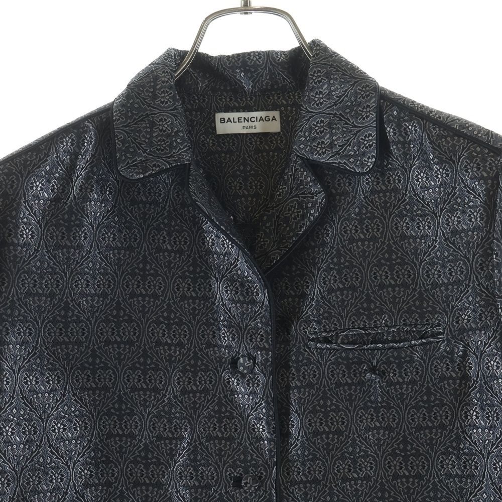 Balenciaga Nicola Era Paisley Long Sleeve Shirt Jacket Black — view 3