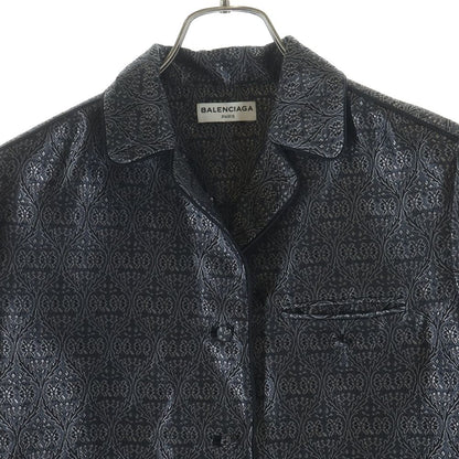 Balenciaga Nicola Era Paisley Long Sleeve Shirt Jacket Black — view 3