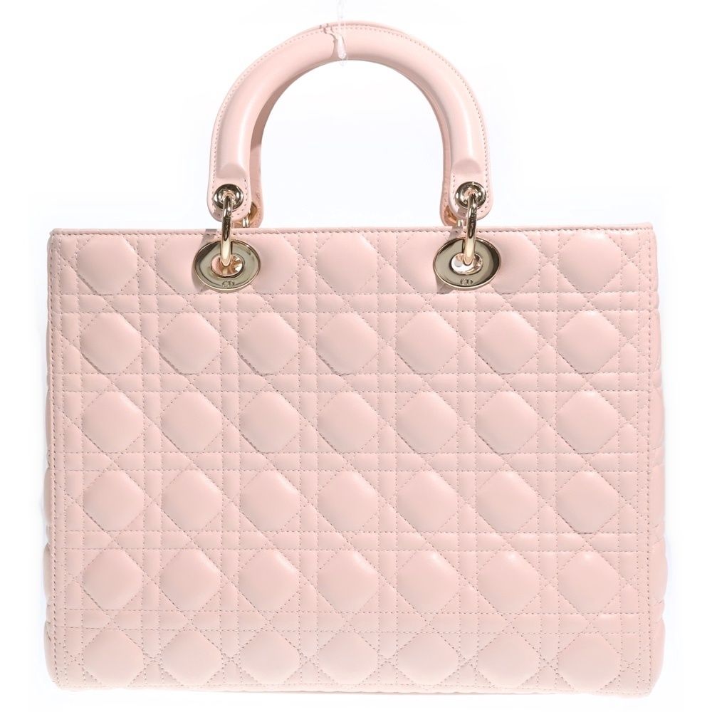 Dior Lady Large 2-Way Tote Shoulder Bag Baby Pink Leather Gold — view 2