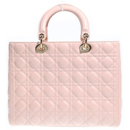 Dior Lady Large 2-Way Tote Shoulder Bag Baby Pink Leather Gold — view 2