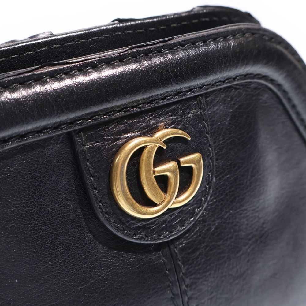 Gucci GG Marmont Liber Small Shoulder Bag Black Leather Gold — view 6