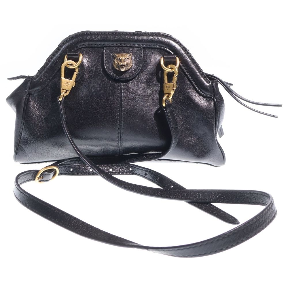 Gucci GG Marmont Liber Small Shoulder Bag Black Leather Gold — view 2
