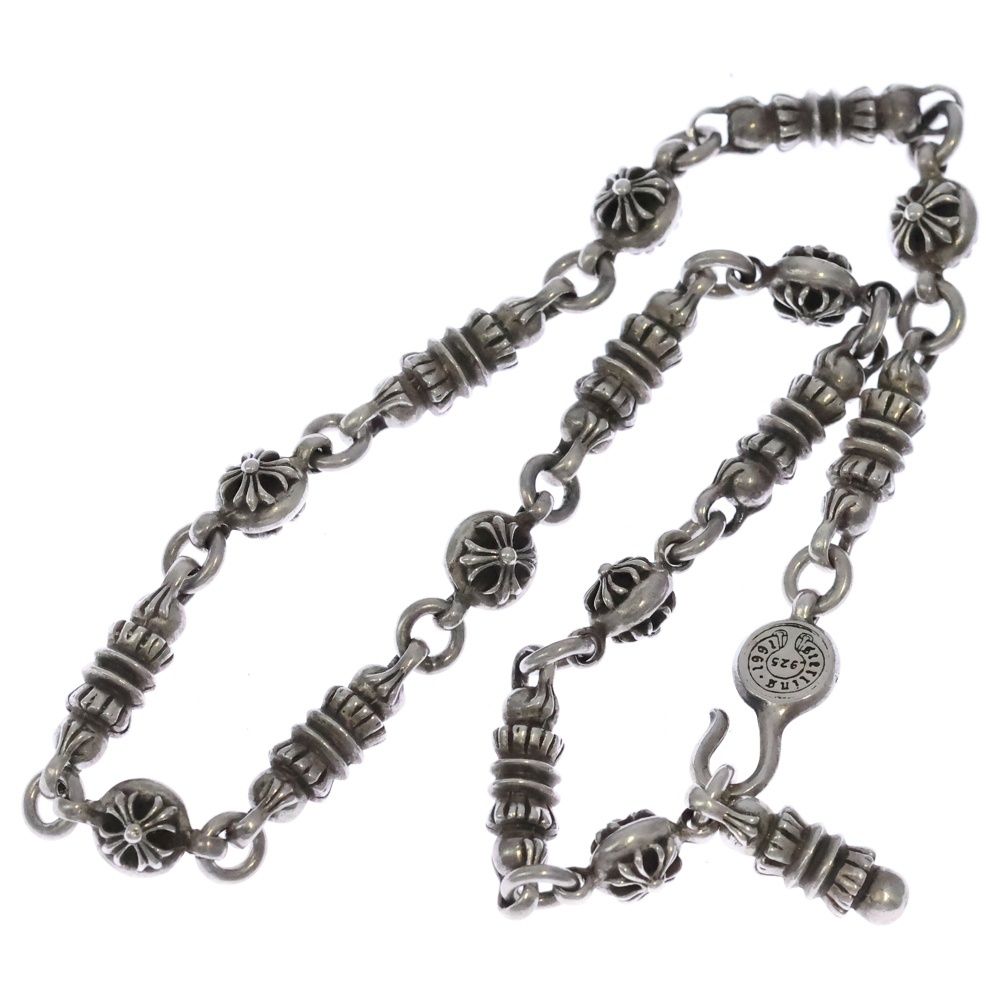 Chrome Hearts 2 Cross Ball Barrel Chain Necklace Silver — view 2