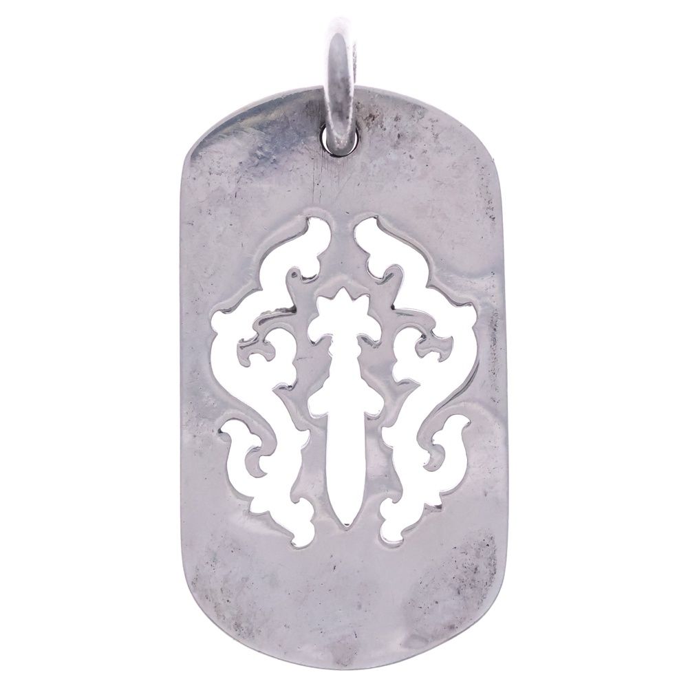 Chrome Hearts Vintage D Tag Lrg Dagger Cutout Dog Tag Large Pendant Top Silver — view 2