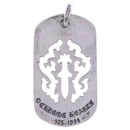 Chrome Hearts Vintage D Tag Lrg Dagger Cutout Dog Tag Large Pendant Top Silver