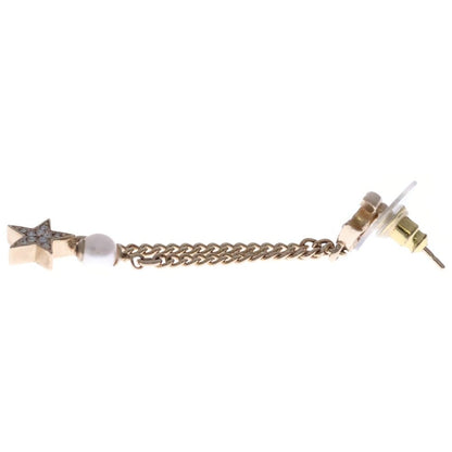 Chanel CC Star Line Stone CC Logo Earrings Gold — view 4