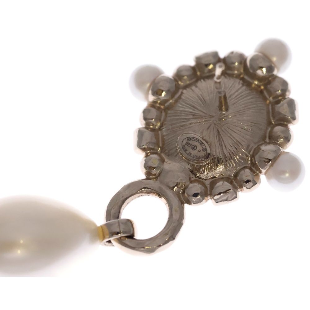 Chanel CC Logo Line Stone Earrings Black Gold — view 5