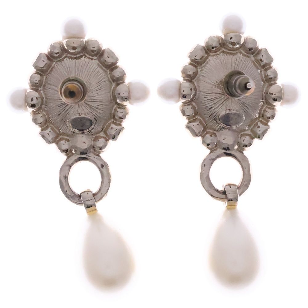 Chanel CC Logo Line Stone Earrings Black Gold — view 2