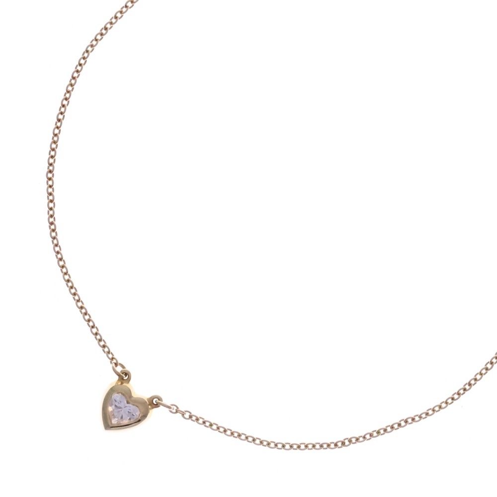 Tiffany & Co by the Yard Heart Diamond Necklace Pendant Chain Gold