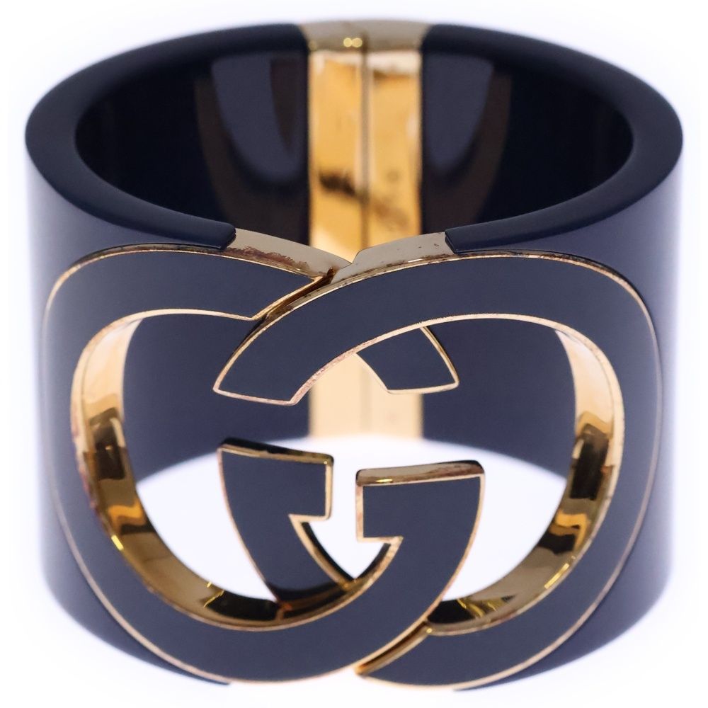 Gucci Interlocking Bangle Bracelet Blue Gold Plated