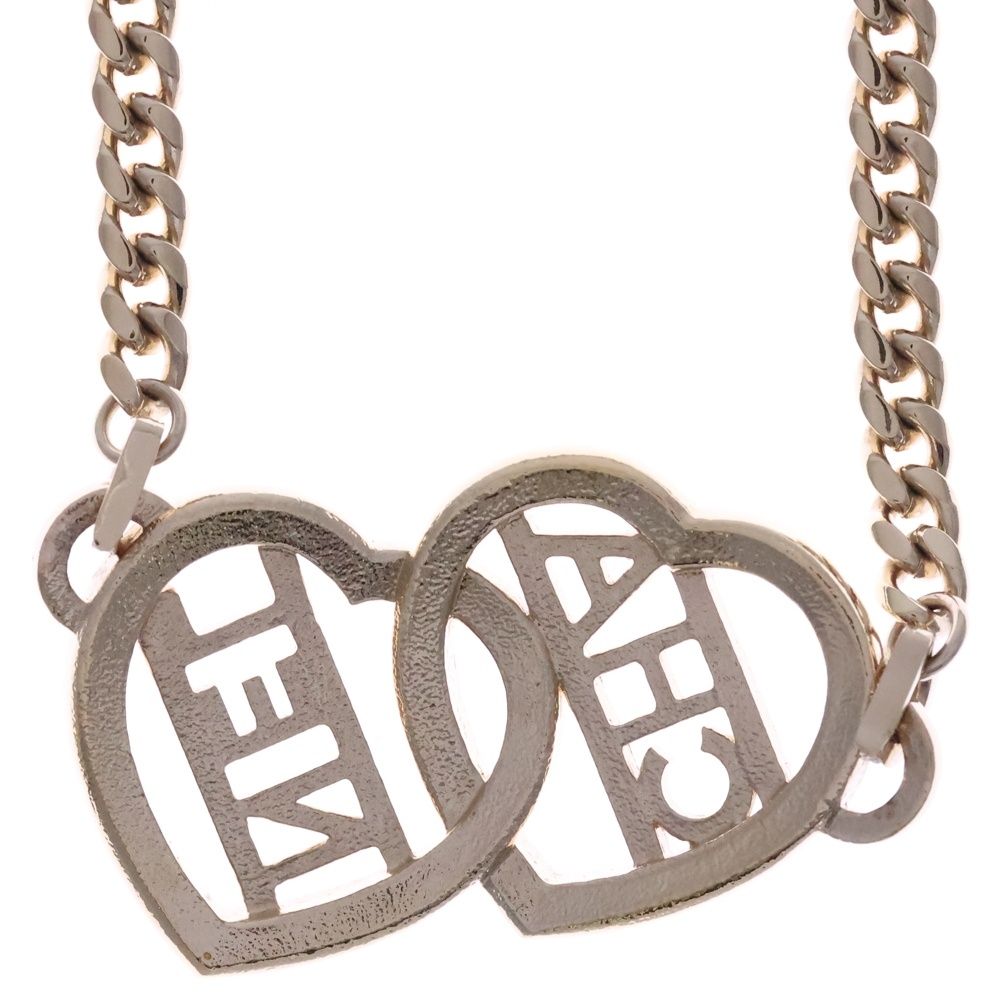 Chanel Heart Line Stone Logo Necklace Gold — view 3
