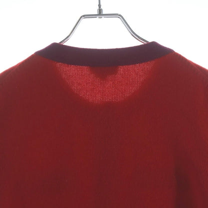 Chanel CC Logo Button Cashmere Knit Short Jacket Cardigan Red — view 4