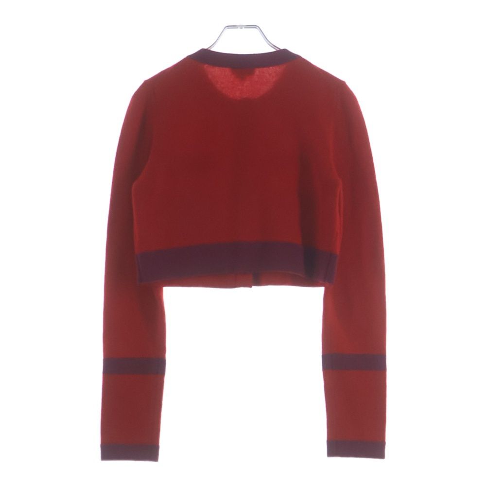 Chanel CC Logo Button Cashmere Knit Short Jacket Cardigan Red — view 2