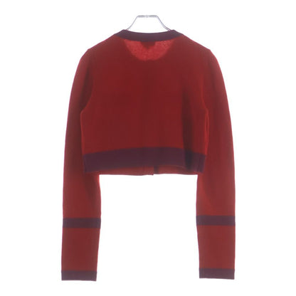 Chanel CC Logo Button Cashmere Knit Short Jacket Cardigan Red — view 2
