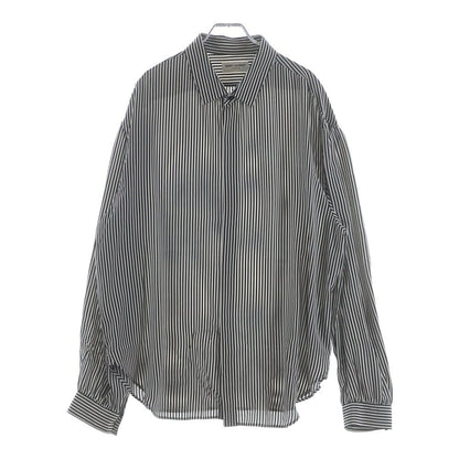 Saint Laurent Paris Stripe Silk Shirt Button Long Sleeve White Black