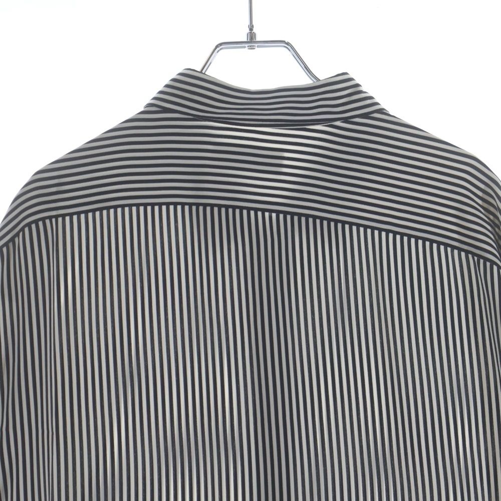 Saint Laurent Paris Stripe Silk Shirt Button Long Sleeve White Black — view 4