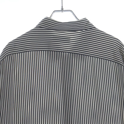 Saint Laurent Paris Stripe Silk Shirt Button Long Sleeve White Black — view 4