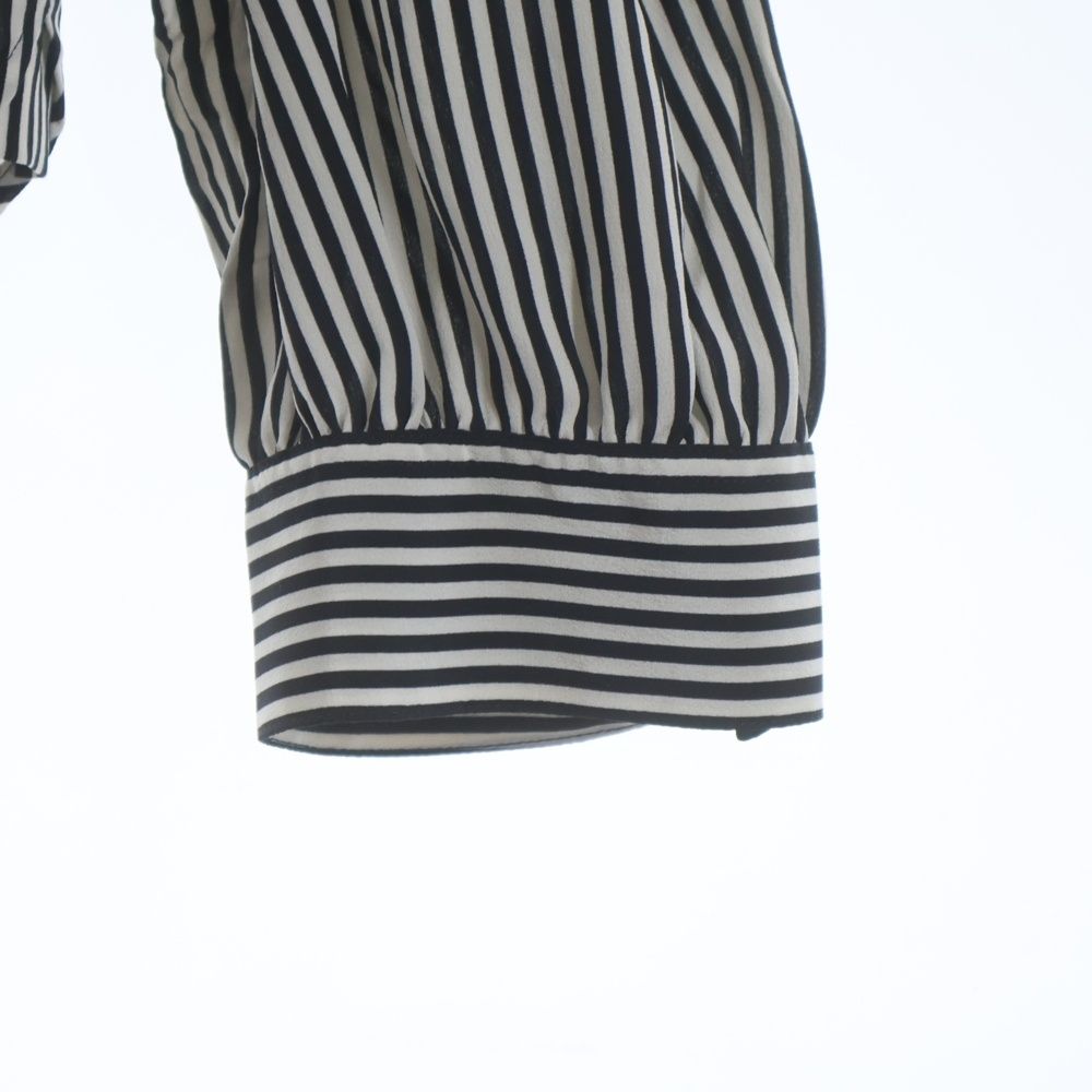 Saint Laurent Paris Stripe Silk Shirt Button Long Sleeve White Black — view 5