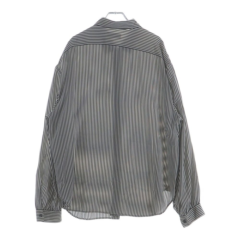 Saint Laurent Paris Stripe Silk Shirt Button Long Sleeve White Black — view 2