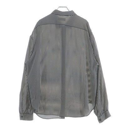 Saint Laurent Paris Stripe Silk Shirt Button Long Sleeve White Black — view 2