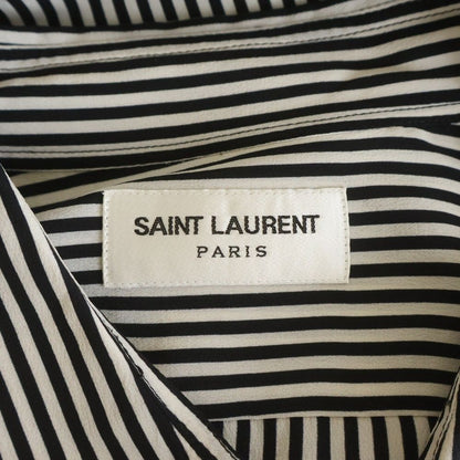 Saint Laurent Paris Stripe Silk Shirt Button Long Sleeve White Black — view 6