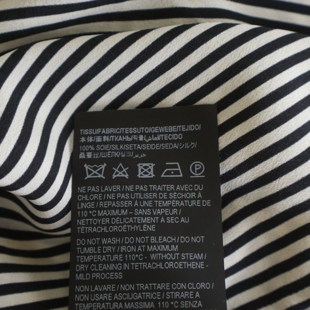 Saint Laurent Paris Stripe Silk Shirt Button Long Sleeve White Black — view 7