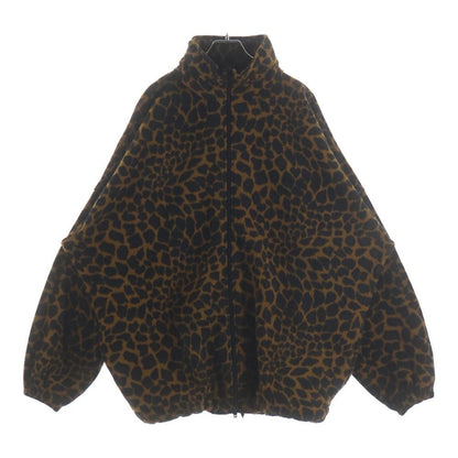 Balenciaga Leopard Print Oversize Fleece Jacket Brown