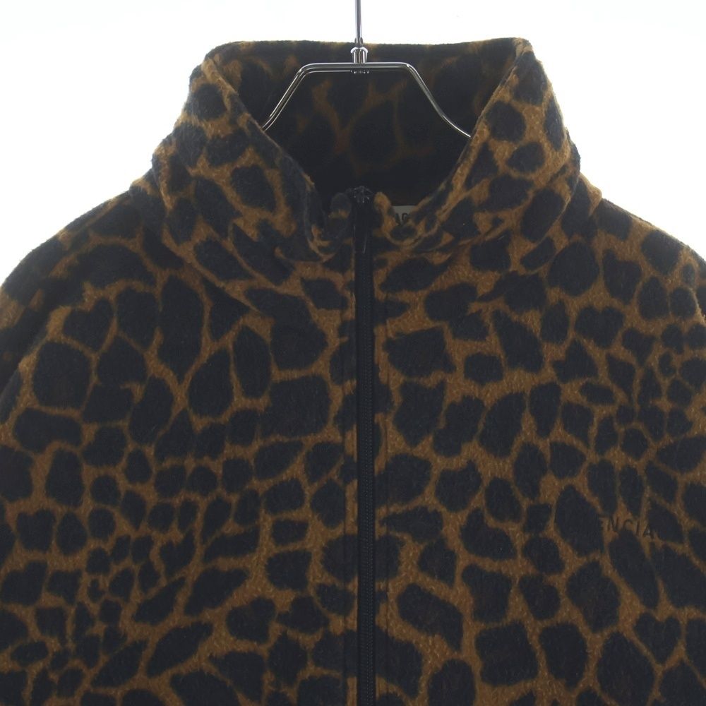 Balenciaga Leopard Print Oversize Fleece Jacket Brown — view 3