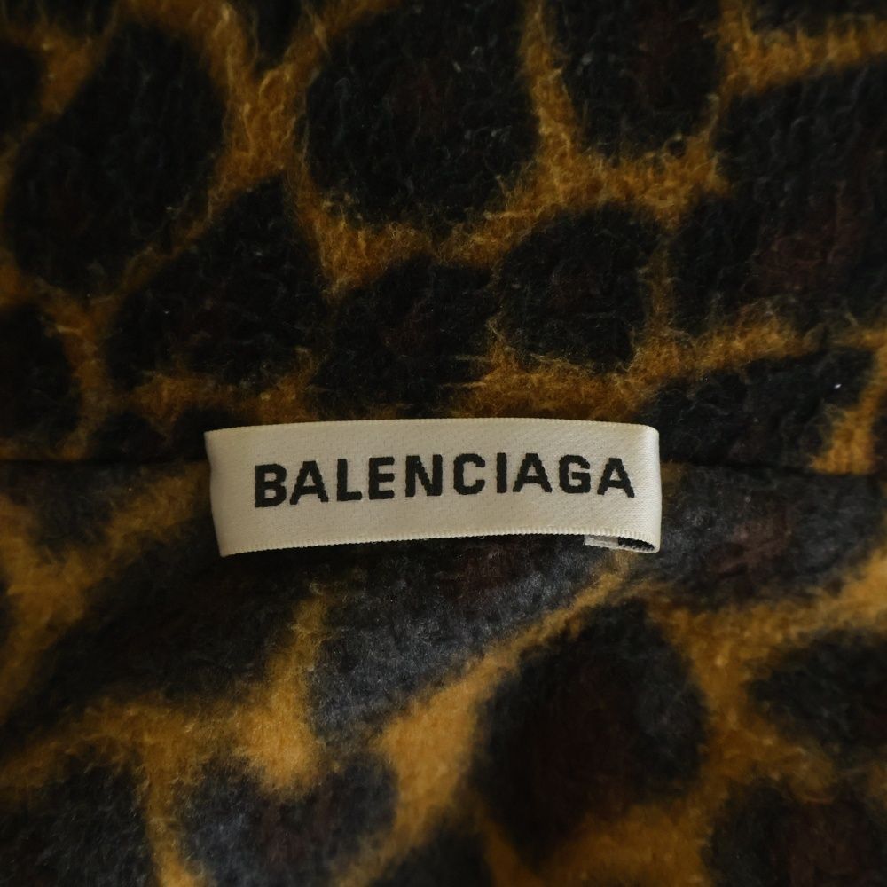 Balenciaga Leopard Print Oversize Fleece Jacket Brown — view 7