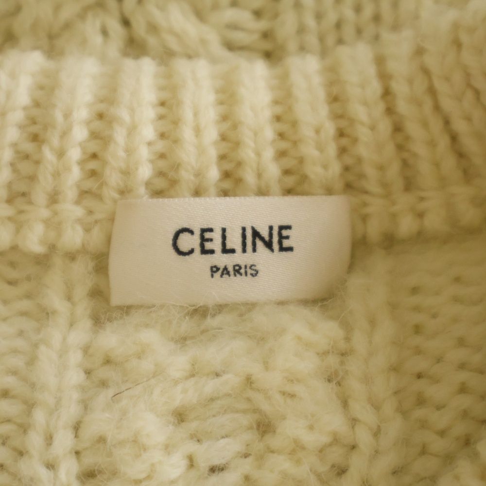 Celine Triomphe Logo Crew Neck Knit Sweater Ivory — view 7