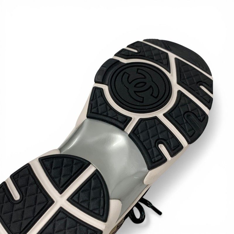 Chanel Sneakers Shoes Mesh Suede Leather Brown Green CC Logo — view 8