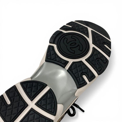 Chanel Sneakers Shoes Mesh Suede Leather Brown Green CC Logo — view 8