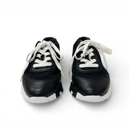 Hermes Bouncing Sneakers Shoes Leather Fabric Black Brown Mesh — view 2