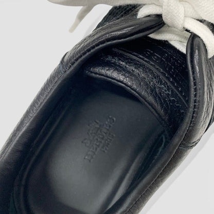 Hermes Bouncing Sneakers Shoes Leather Fabric Black Brown Mesh — view 7