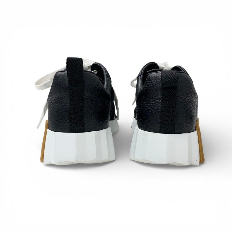 Hermes Bouncing Sneakers Shoes Leather Fabric Black Brown Mesh — view 5