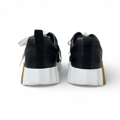 Hermes Bouncing Sneakers Shoes Leather Fabric Black Brown Mesh — view 5