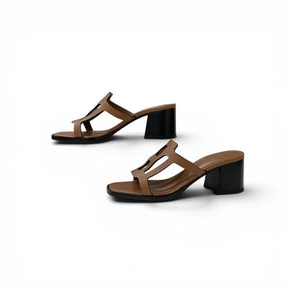 Hermes Sandals Shoes Leather Brown Mules — view 3