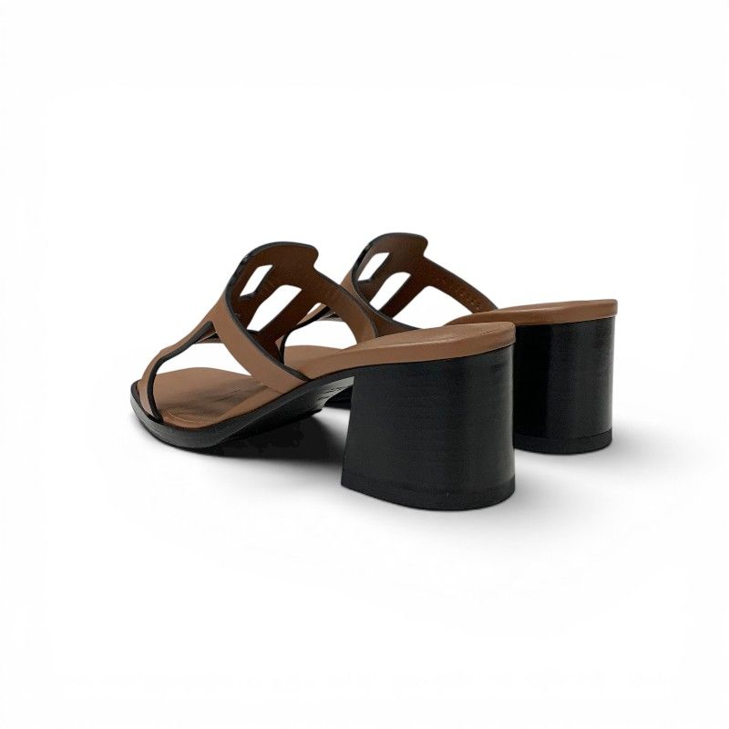 Hermes Sandals Shoes Leather Brown Mules — view 4
