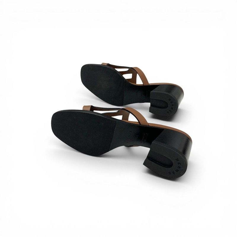 Hermes Sandals Shoes Leather Brown Mules — view 6