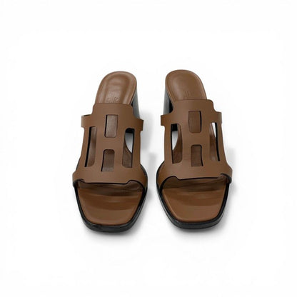 Hermes Sandals Shoes Leather Brown Mules — view 2