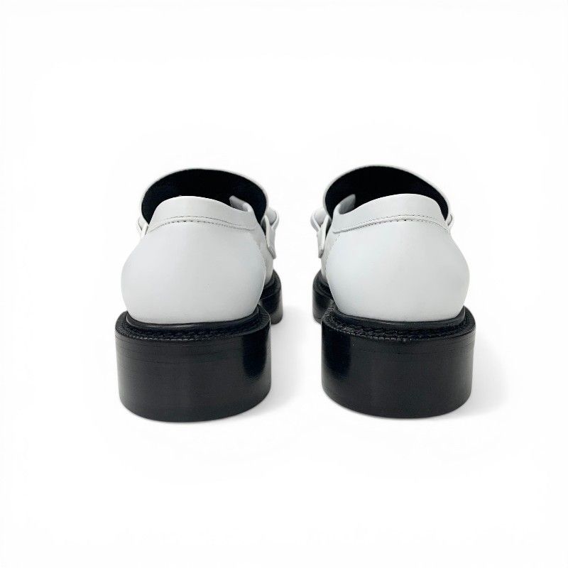 Louis Vuitton Academy Line Loafers Leather Shoes White Black Chain Monogram — view 5