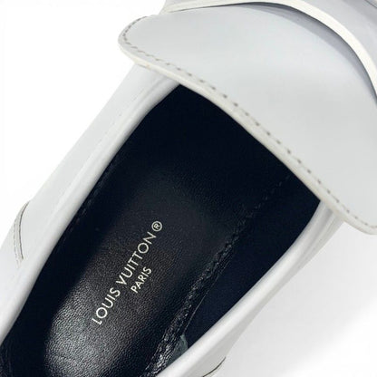 Louis Vuitton Academy Line Loafers Leather Shoes White Black Chain Monogram — view 7