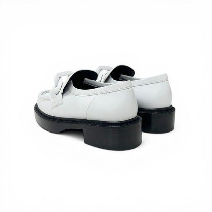 Louis Vuitton Academy Line Loafers Leather Shoes White Black Chain Monogram — view 4