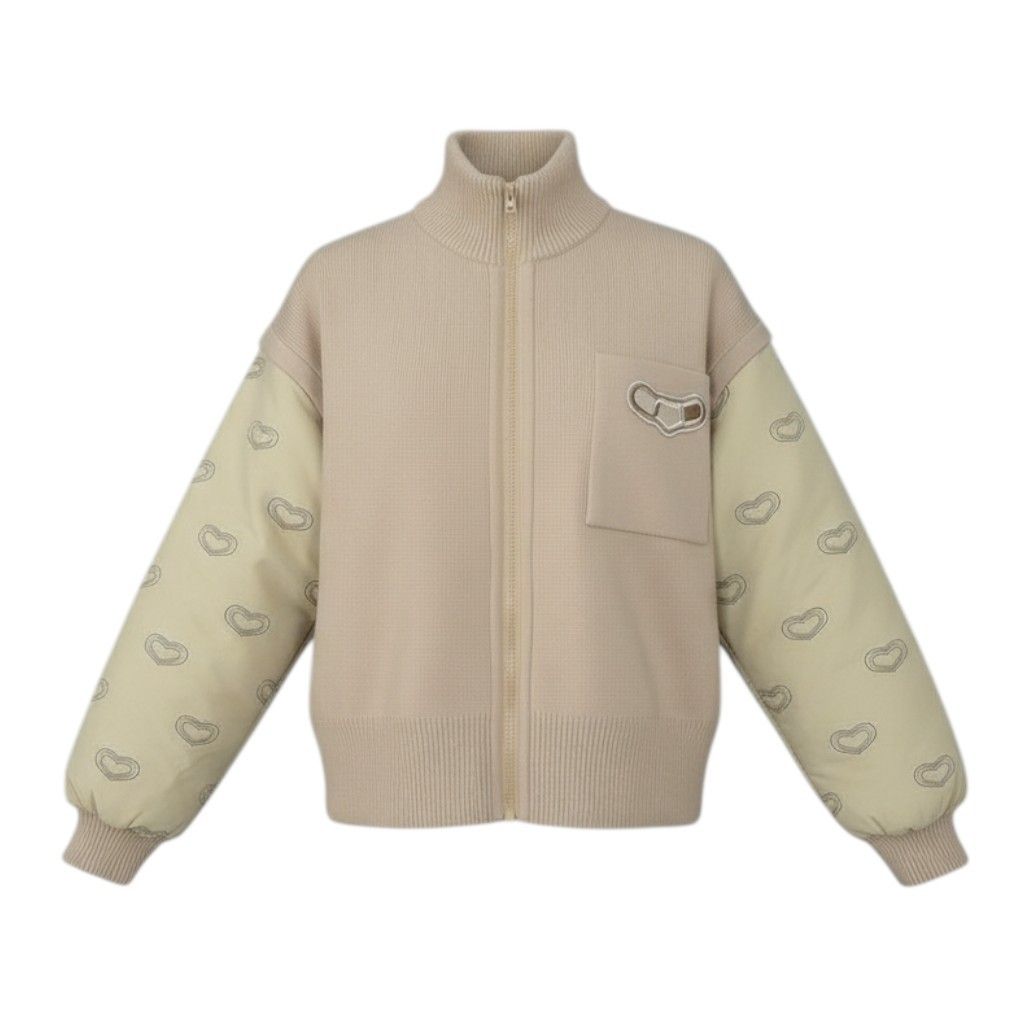 Hermes 24 Kaleidoscope Effect Zip Jacket 2-Way 38 Beige