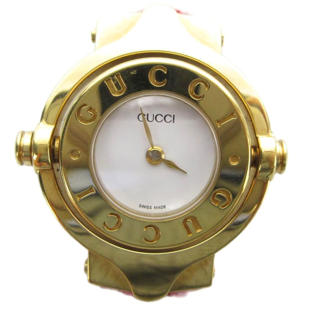 Gucci Watch Turn Face Case Only Quartz White Dial Gold
