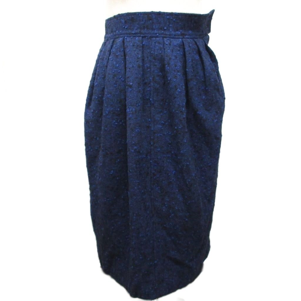 Saint Laurent Paris Era Tight Skirt Knee Length Wool 34 Blue Black — view 3