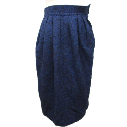 Saint Laurent Paris Era Tight Skirt Knee Length Wool 34 Blue Black — view 3