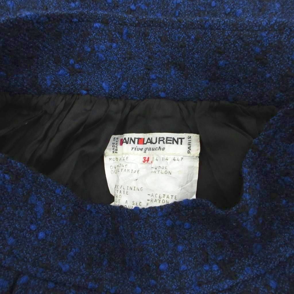 Saint Laurent Paris Era Tight Skirt Knee Length Wool 34 Blue Black — view 5