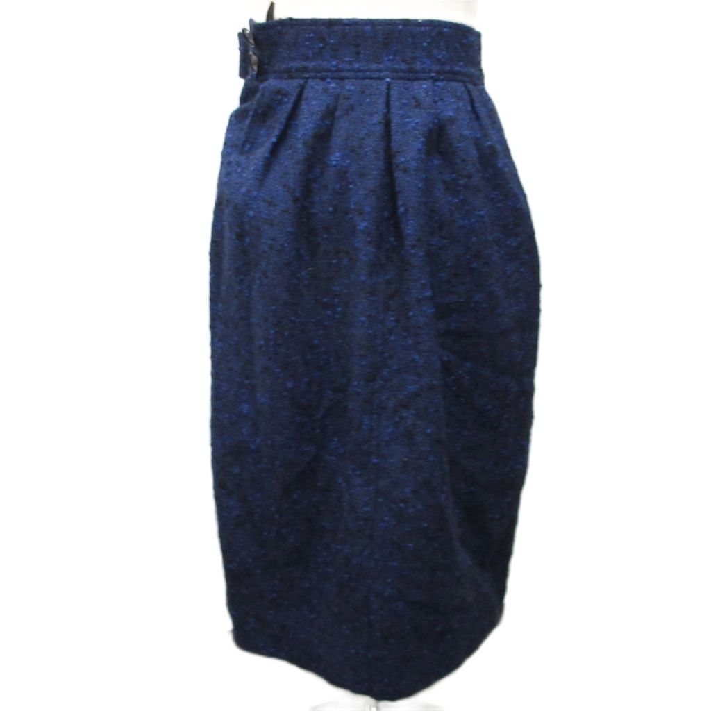 Saint Laurent Paris Era Tight Skirt Knee Length Wool 34 Blue Black — view 2