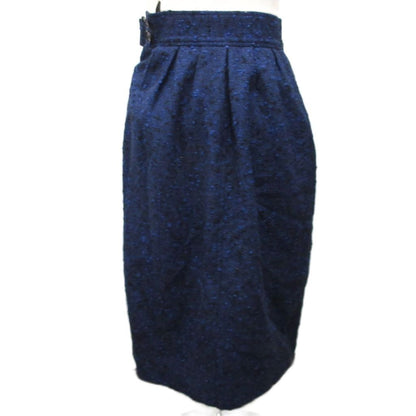 Saint Laurent Paris Era Tight Skirt Knee Length Wool 34 Blue Black — view 2